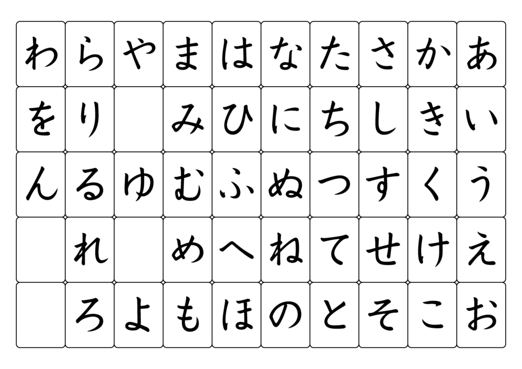Japanese hiragana characters written on paper