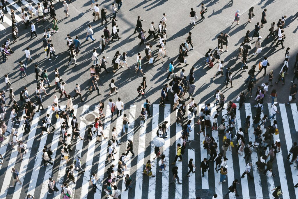 Business professionals exchanging business cards in Japan